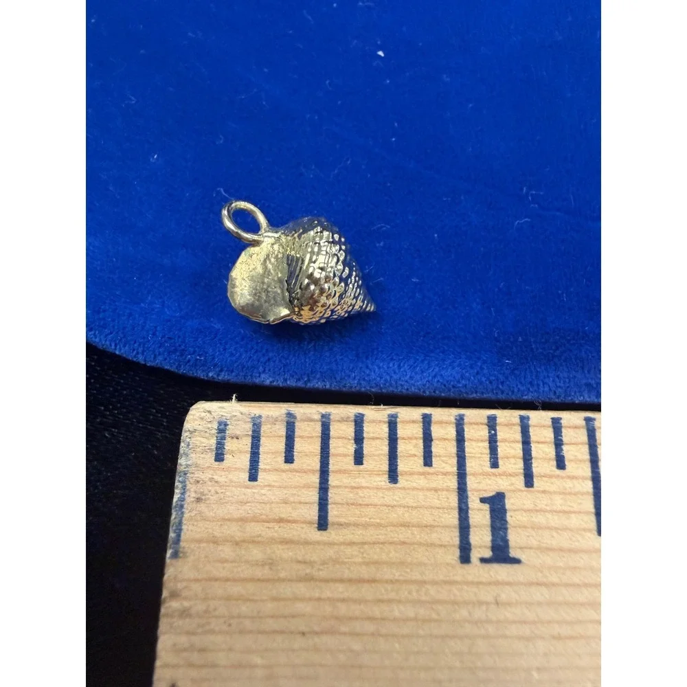 Gold Tone Textured Sea Shell Pendant Cone Shell Charm Jewelry Accessory